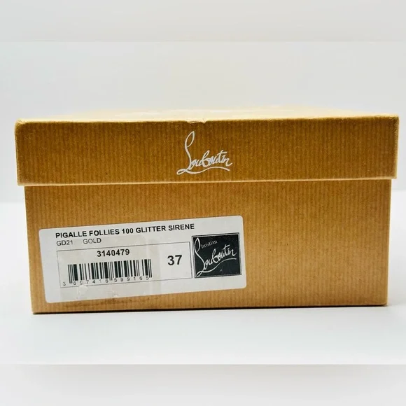 Christian Louboutin Pigalle Follies Glitter Sirene Stiletto Heels Shoes Size 37